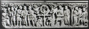 Christelijke sarcofaag, met scènes uit het leven van Christus (marmer) door Paleo Christian