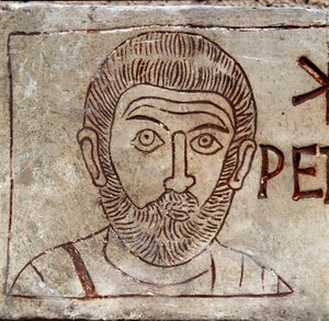 Voorstelling van Sint-Pieter. Paleochristelijke graffiti uit Aquileia. 1e eeuw na Christus. Aquileia, Museo Nazionale Paleocristiano door Paleo Christian Paleo Christian