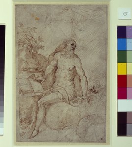 Schets, mogelijk St. Hiëronymus door Palma Il Giovane