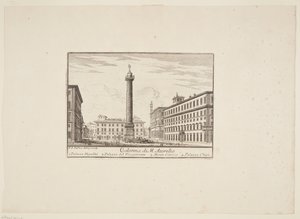 Colonna di M. Aurelio. 1. Palazzo Niccolini. 2. Palazzo del Vicegerente. 3. Monte Citorio. 4. Palazzo Chigi door Paolo Anesi