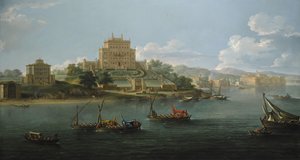 Uitzicht op de Villa Costaguti en Villa Pamphilj tussen Anzio en Nettuno door Paolo Anesi