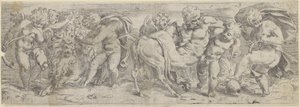 Dronken sater en putti