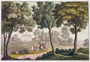 Het huis van George Washington in Mount Vernon, Virginia, VS, ca. 1820-1839