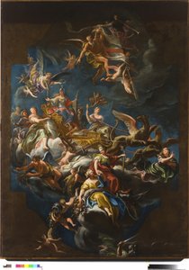 Ligurische allegorische wagen getrokken door griffioenen en bestuurd door Voorzichtigheid door Paolo Gerolamo Piola
