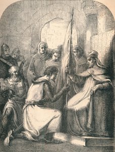 Hugh de Vermandois ontvangt een gewijde banier van Paus Urbanus, 1869 door Paolo Priolo