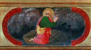 Sint-Jan op Patmos. Schilderij door Paolo di Dono, genaamd Paolo Uccello door Paolo Uccello
