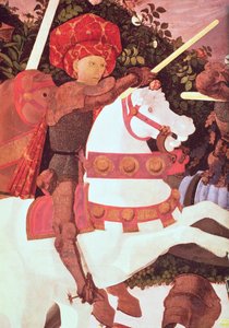 De Slag bij San Romano, detail van Niccolo da Tolentino, leider van de Florentijnse huurlingen door Paolo Uccello