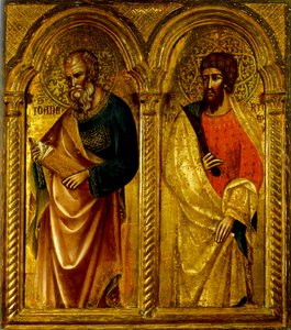 Apostelen Sint Jacobus en Sint Bartholomeus door Paolo Veneziano