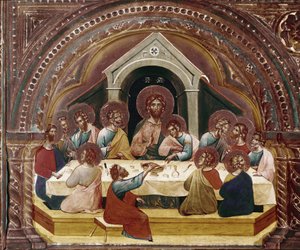 Het Laatste Avondmaal, detail van het polyptiek van Santa Chiara