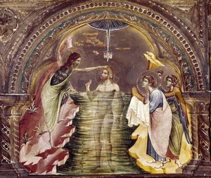 De doop van Jezus, detail van de polyptiek van Santa Chiara
