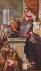 De Heilige Familie met St. Johannes de Doper, St. Antonius Abt en St. Catharina, 1551