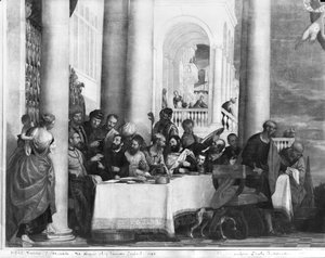 De maaltijd in het huis van Simon de Farizeeër, detail van de linkerzijde, 1570