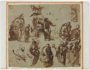 Verschillende Schetsen van de Madonna en Kind door Paolo Veronese