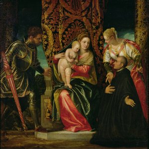 Maagd en Kind tussen St. Justine en St. George, met een Benedictijnse monnik
