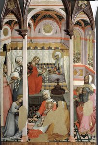 Geboorte van Maria (detail) - drieluik op paneel