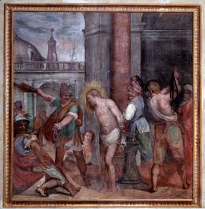 De passie van Christus, de geseling van Jezus door Paris Nogari