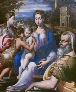 Heilige familie met Sint Johannes de Doper en Maria Magdalena