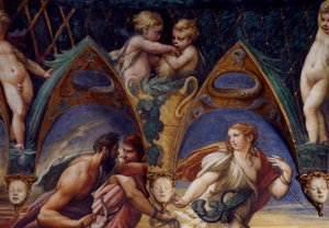 Actaeon met zijn metgezellen (detail) door Parmigianino