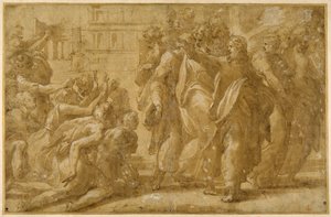 Christus met zijn discipelen die de melaatsen genezen door Parmigianino (1503 40)
