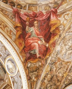 Sint Hilarius van Poitiers door Francesco Mazzola, bekend als Parmigianino (1503-1540), fresco, Kerk van San Giovanni Evangelista, Parma door Parmigianino