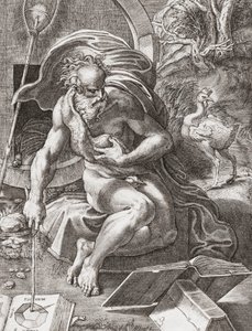 Diogenes, 3e eeuw v.Chr. Griekse filosoof (gravure) door Parmigianino 