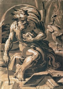 Diogenes, gegraveerd door Ugo da Carpi door Parmigianino 