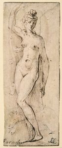 Vrouwelijke figuur - studie voor Santa Maria della Steccata, Parma (recto)