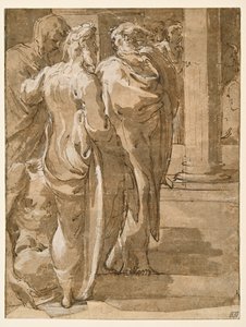 Genezing van de lamme man (?) door Parmigianino