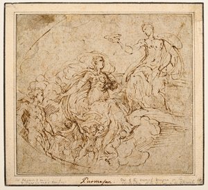 Studie van de kroning van de Maagd voor Santa Maria della Steccata, Parma door Parmigianino