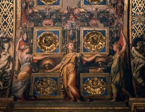 Drie wijze maagden (detail) door Parmigianino