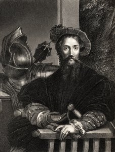 Christoffel Columbus (1451-1506) (gravure) door Parmigianino