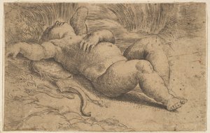 Cupido Slapend, 16e eeuw door Parmigianino