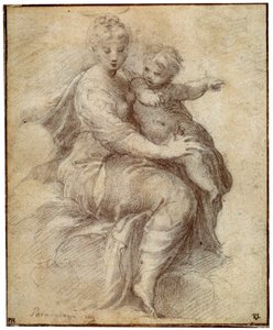 Madonna en Kind op de Wolken door Parmigianino