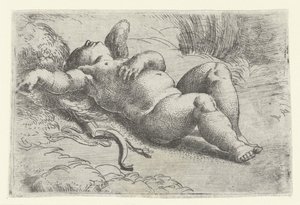 Slapende cupido door Parmigianino