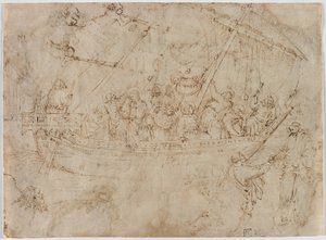 Navicella recto Twee tekeningen van schepen verso, ca. 1410s door Parri Spinelli