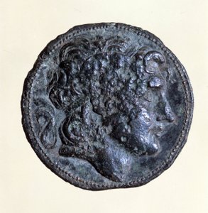 Munt met de beeltenis van Mithridate I (171 v.Chr. - 139 v.Chr.), koning van de Parthen
