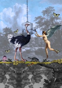 Surrealistische struisvogel-engel-droom