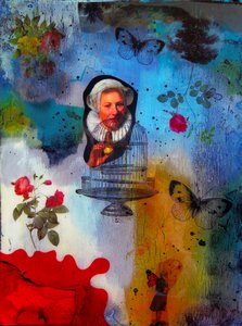 Vintage-vrouw met vlinders