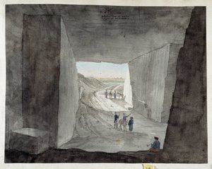 Egypte. Interieurzicht van een steengroeve op de berg Kattan