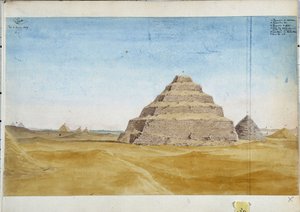 Uitzicht op de piramides van Sakarra, Egypte januari 1819