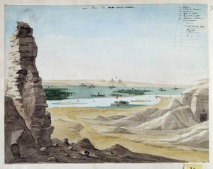 Gezicht vanaf de berg Kattan, Egypte, 1818 door Pascal Xavier (after) Coste