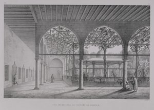 Uitzicht op het interieur van het Dervish Klooster in Caïro, uit 