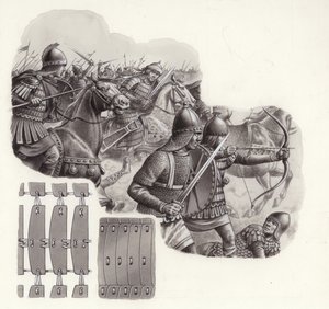 Leger van de Khalif van Perzië in de Middeleeuwen (gouache op papier)