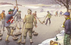 Curling in Schotland (gouache op papier) door Pat (1907 95) Nicolle