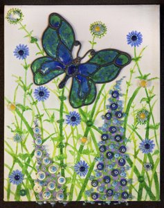 Vlinders, groen en blauw, 2016 door Pat Scott