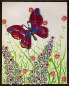 Vlinders, Rood, Paars  Blauw, 2016 door Pat Scott