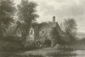 Cottage in Old Hyde Park, Londen (gravure) door Patrick Nasmyth