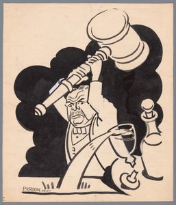 Man met voorzittershamer door Patricq Kroon (signed by artist)