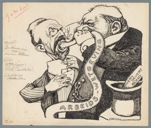 Minister Aalberse en de werkgever door Patricq Kroon (signed by artist)