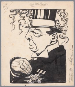 Politicus met hoge hoed en onderscheiding op de borst door Patricq Kroon (signed by artist)